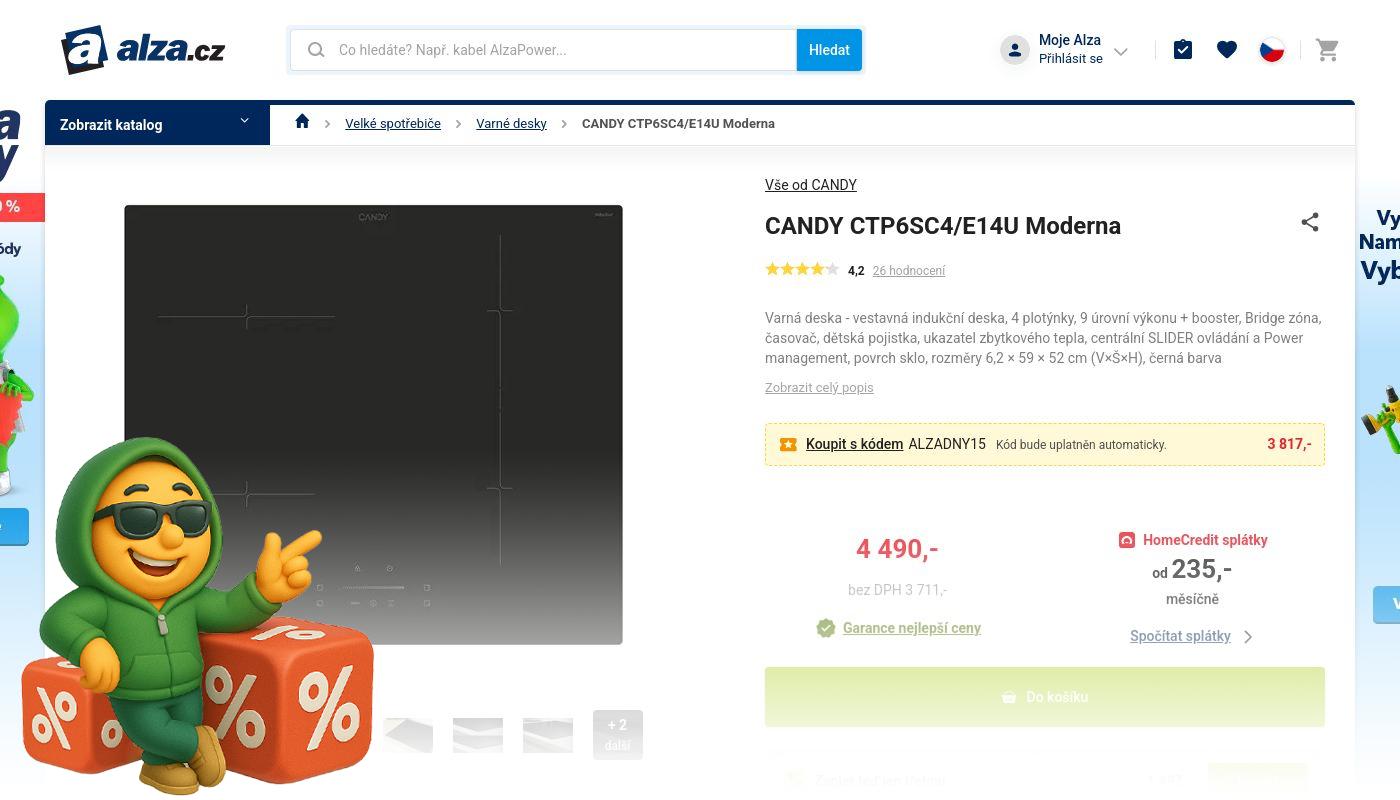 Alza.cz - Indukční deska Candy CTP6SC4/E14U