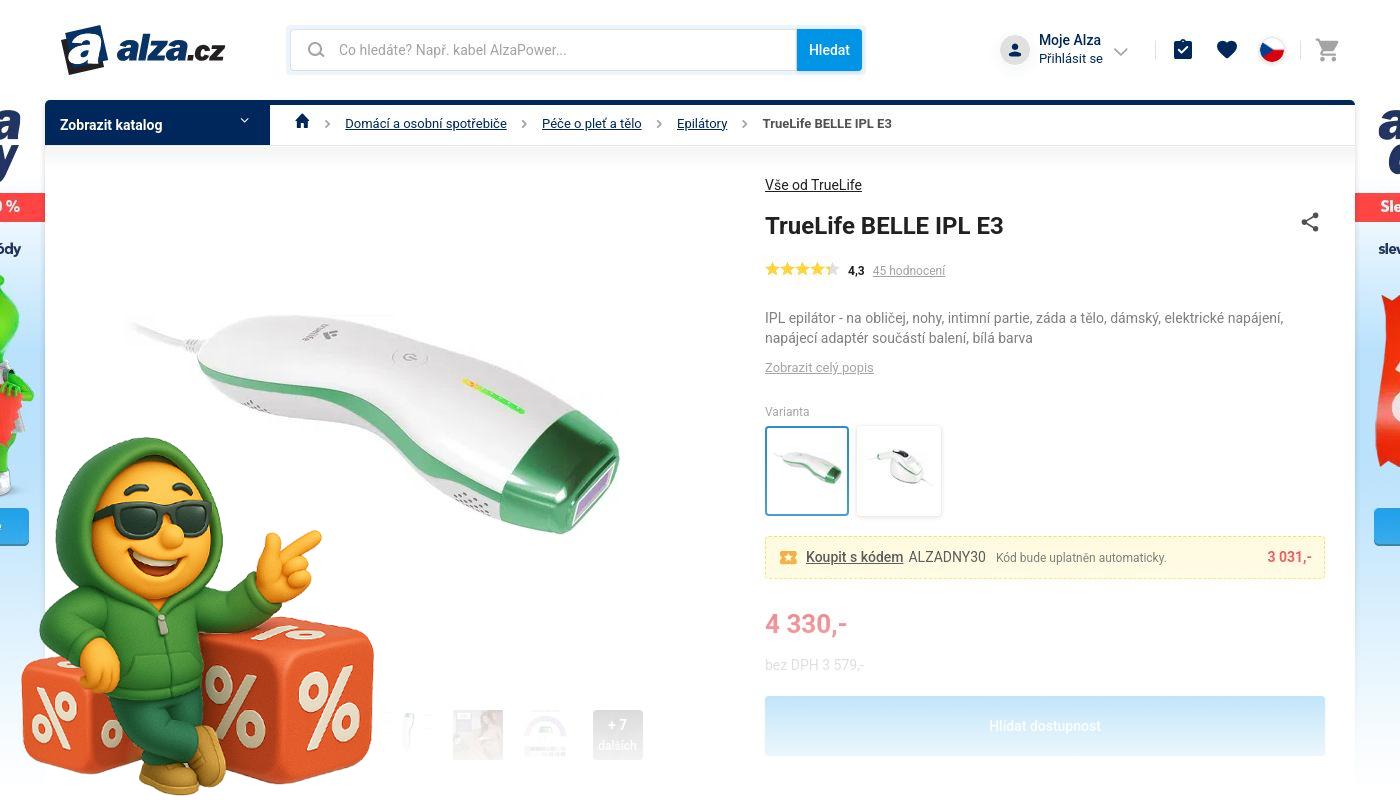 Alza.cz - IPL epilátor TrueLife BELLE E3